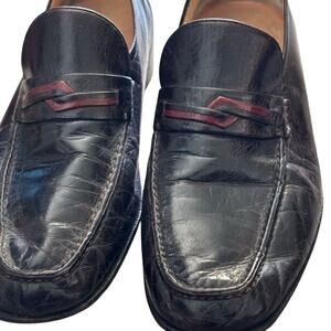 A.Testoni Men's Black Leather Slip-On Oxford Dress Shoes Size 7.5